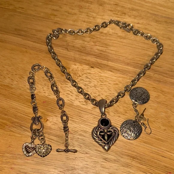 Brighton Silver Heart Necklace with Black Accent - Picture 7 of 13